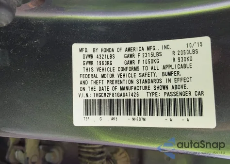 2016 Honda Accord Ex-L z USA, uszkodzony, nr VIN 1HGCR2F81GA047426